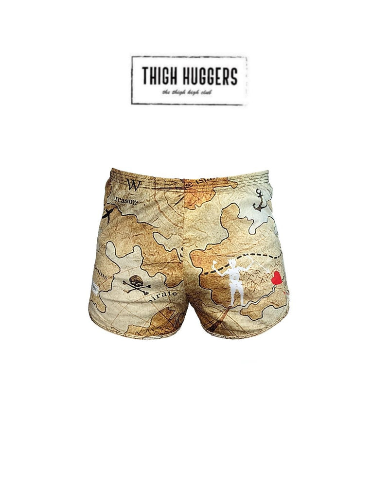 Boxer Briefs Men's Underwear, Pirate Treasure Map Trunks for Men