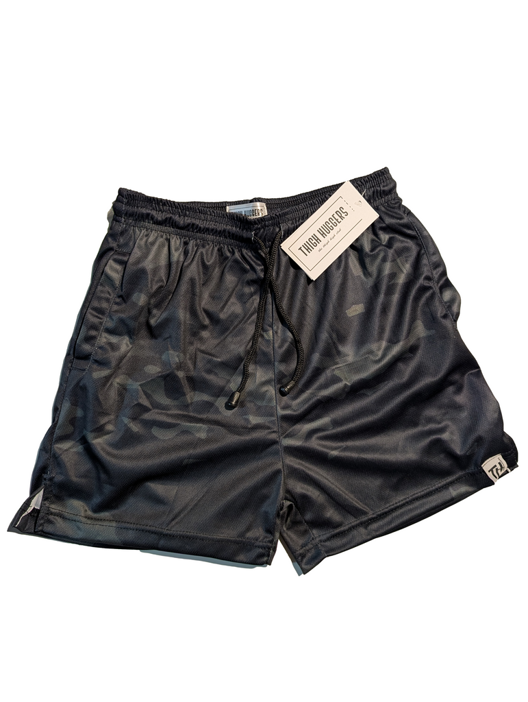 BLACK MULTICAM MESH SHORTS – thighhuggers